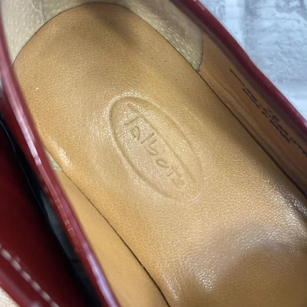 Talbots Women's Size 7 B Red Patent Leather Slip On Loafers Shoes